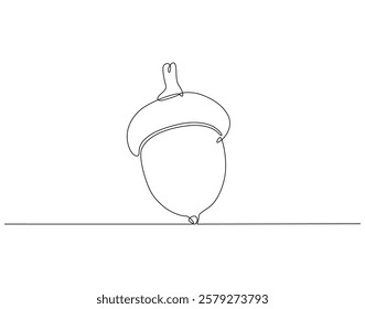 Continuous line drawing of acorn. Single line illustration of acorn seed. Autumn, forest concept. Editable outline
