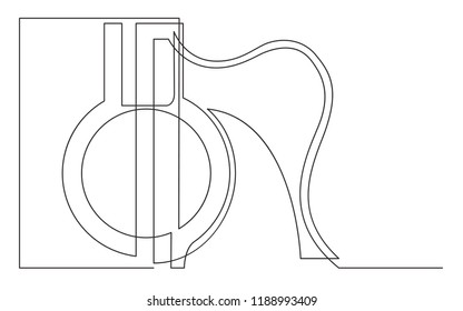 continuous line drawing of acoustic guitar closeup view