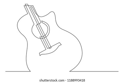 continuous line drawing of acoustic guitar