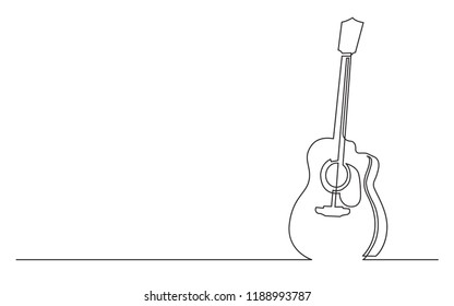 continuous line drawing of acoustic guitar