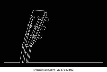 continuous line drawing of acoustic guitar headsock