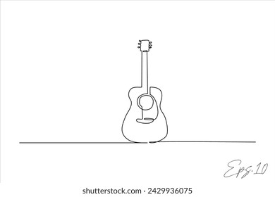 continuous line drawing of an acoustic guitar	