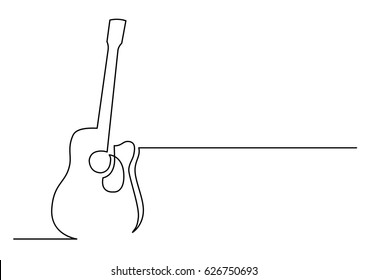 continuous line drawing of acoustic guitar