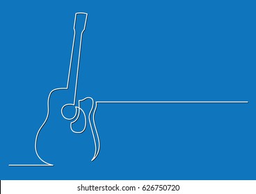 continuous line drawing of acoustic guitar