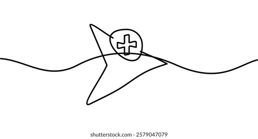 continuous line drawing of add cursor symbol. abstract line art illustration