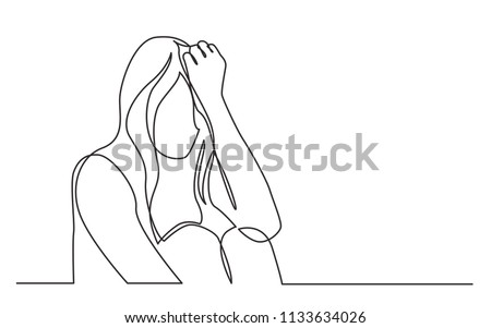 continuous line drawing of addicted woman in despair