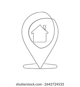  continuous line drawing Address icon. home location icon vector