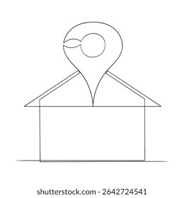  continuous line drawing Address icon. home location icon vector