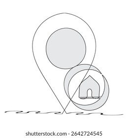  continuous line drawing Address icon. home location icon vector