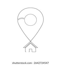  continuous line drawing Address icon. home location icon vector