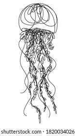 Continuous line drawing of adorable jellyfish for company logo identity.