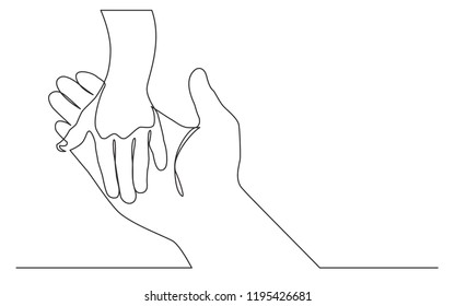 Continuous Line Drawing Of Adult Hand Holding Child Hand