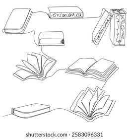 continuous line drawing aesthetic book collection