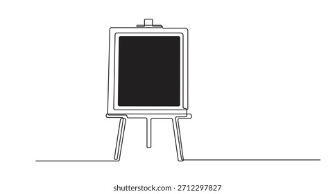 Desenho de linha contínua de um sinal de quadro-A, ilustração vetorial de desenho de arte de uma linha minimalista de quadro-A.