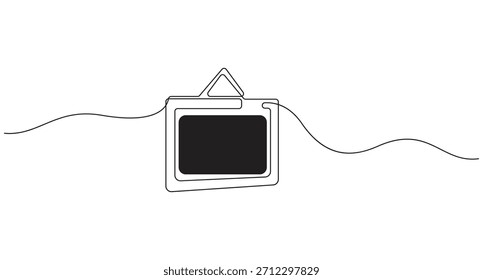 Desenho de linha contínua de um sinal de quadro-A, ilustração vetorial de desenho de arte de uma linha minimalista de quadro-A.