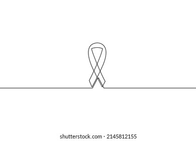 continuous line drawing of AIDS ribbon on white background.