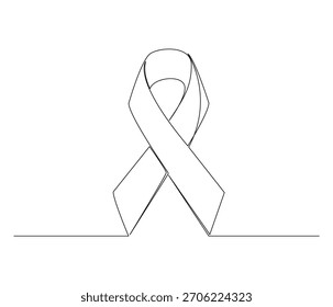Dibujo de línea continuo del signo de la cinta del SIDA. Ilustración de una sola línea del signo de la cinta del SIDA, ilustración, concepto de los días mundiales del SIDA. Esquema editable.