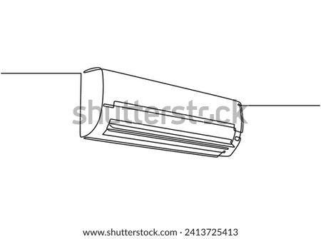 Continuous line drawing air conditioner. Home technology cooler. Vector illustration single one outline.