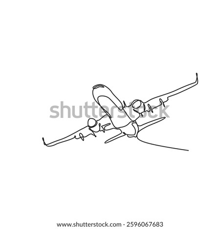Continuous line drawing of Airplane in the air, Single line illustration