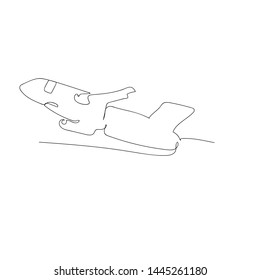 continuous line drawing of airplane. isolated sketch drawing of airplane line concept. outline thin stroke vector illustration