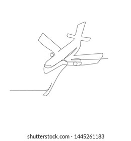 continuous line drawing of airplane. isolated sketch drawing of airplane line concept. outline thin stroke vector illustration