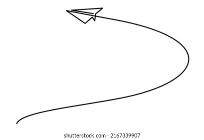 continuous line drawing of airplane paper flying high and growth decorative art vector illustration. Think differently concept