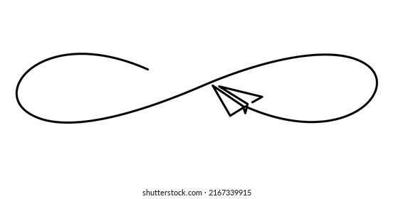 continuous line drawing of airplane paper flying infinity design for decoration