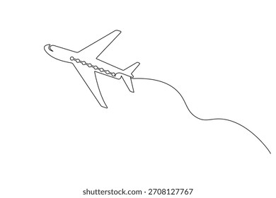 Desenho de linha contínuo de um avião, representando a ilustração de viagem e de viagem