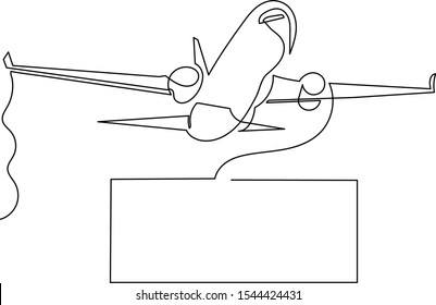 
Continuous line drawing airplane shipping fast, bubble call discounts. place for text