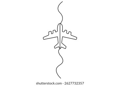 Dibujo de línea continuo de Vector de avión con Ilustración vectorial de fondo transparente 
