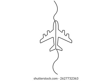Dibujo de línea continuo de Vector de avión con Ilustración vectorial de fondo transparente 
