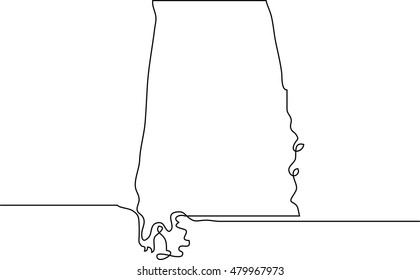 continuous line drawing of Alabama state