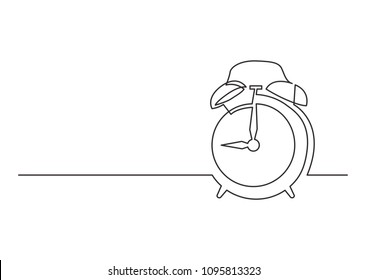 continuous line drawing of alarm clock