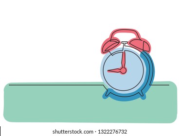 continuous line drawing of alarm clock