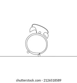 Continuous line drawing of alarm clock, time is money, object one line, single line art, vector illustration