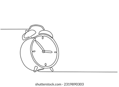 Continuous line drawing of alarm clock. alarm clock icon in single line doodle style. Alarm clock one line design on white background. vector illustration