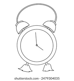 Continuous line drawing of alarm clock. Vector illustration.