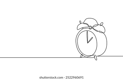 Dibujo de línea continuo del despertador. Ilustración de línea de Vector