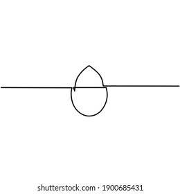 Continuous line drawing of almond, simple single line, vector illustration