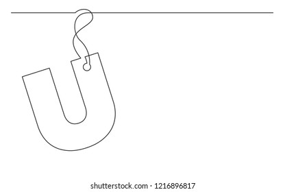 Continuous Line Drawing Of Alphabet Letter Label Design