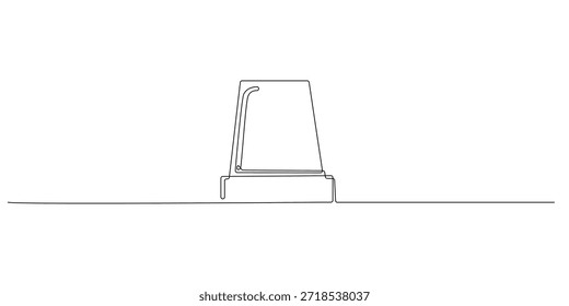 Dibujo continuo de una sirena de ambulancia en la parte superior de un vehículo, que simboliza la respuesta de emergencia, la alerta médica, la urgencia y la seguridad pública. Ilustración de una sola línea.