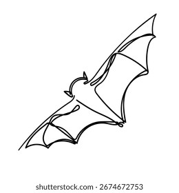 desenho de linha contínua animal morcego voando silhueta ilustração