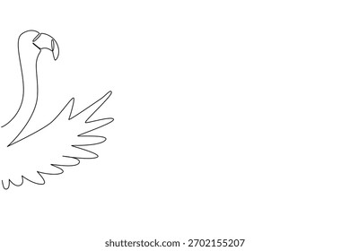 Continuous line drawing of an animal, a flamingo waving a wing, a nature concept related to an international event Say Hi Day celebration.