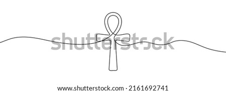 Continuous line drawing of ankh symbol. One line icon of ankh cross. One line drawing background. Vector illustration. Ankh cross black icon