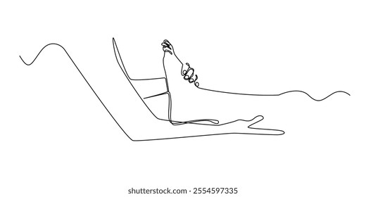 continuous line drawing of ankle therapy.one line drawing of foot massage.single line vector illustration of body health,health care.isolated white background