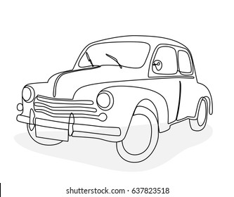 Continuous line drawing of an antique car