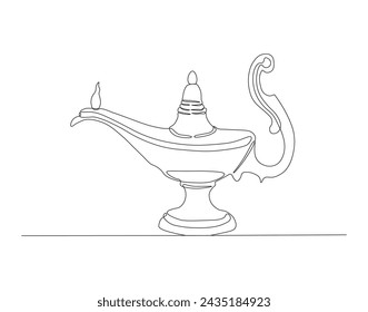 Kontinuierliche Strichzeichnung von antiken Teekannen. Eine Zeile Aladdin Teekanne. Teekanne Continuous Line Art. Editierbare Gliederung.
