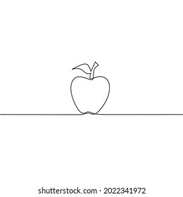 Continuous line drawing of apple, fruit design, object one line, single line art, vector illustration
