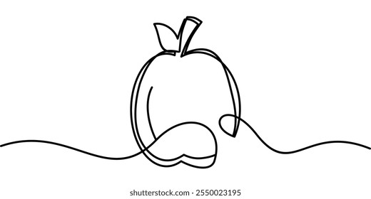 Dibujo de línea continuo del símbolo de fruta de manzana. ilustración abstracta de arte de línea