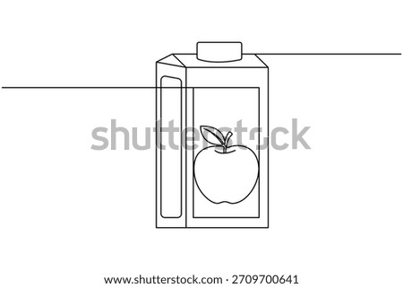 Continuous line drawing of an apple juice carton for healthy drink illustration